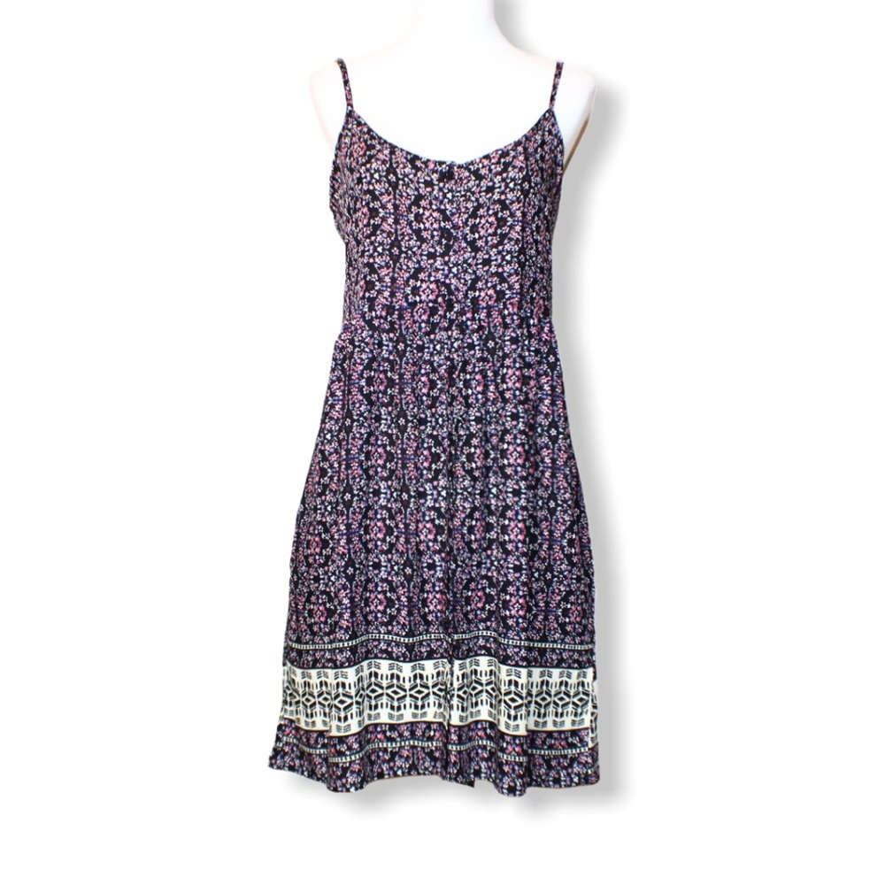 Papillon Button-Down Floral A-Line Mini Dress Medium